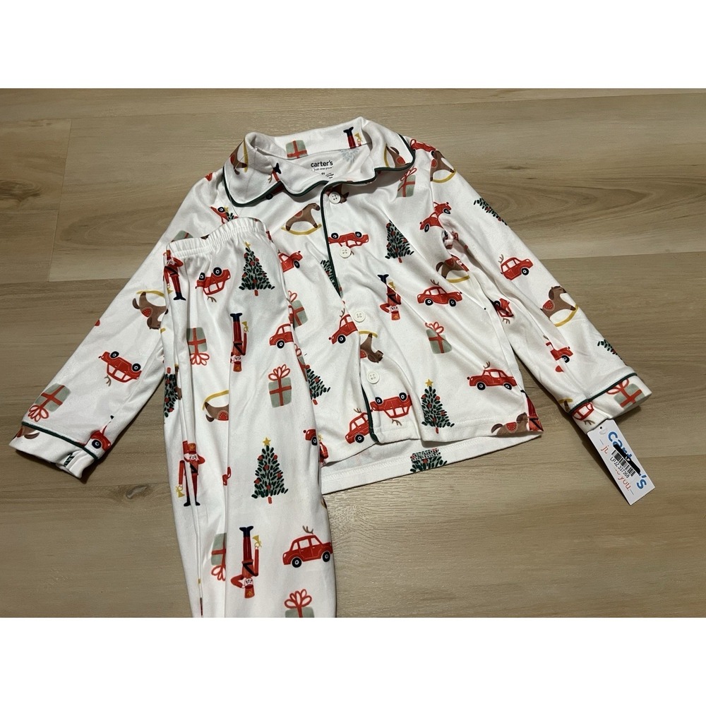 NWT Carter's Just One You 2pc Pajama PJ Set Christmas Holiday 4T Soft Button Up